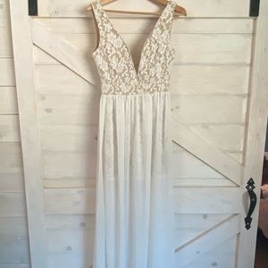White formal floor length dress